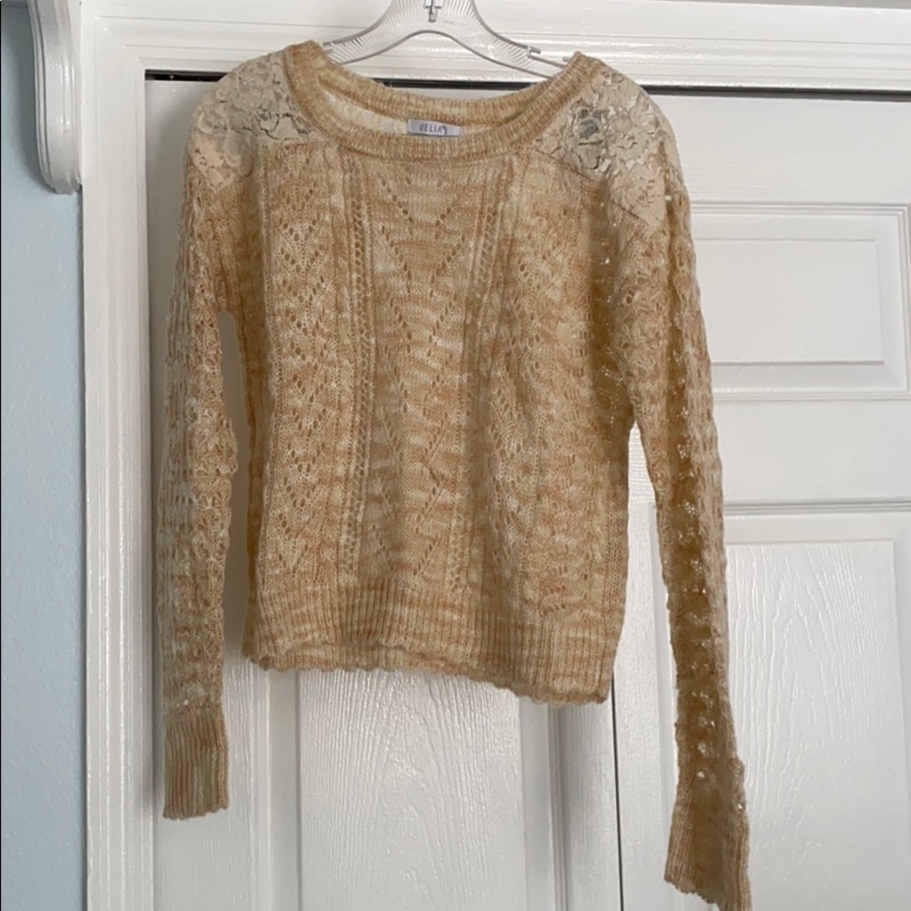 Lace shouldered sweater